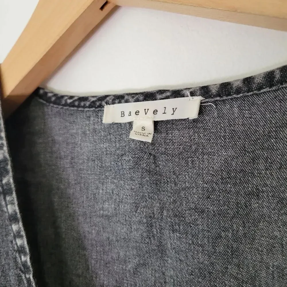 Baevely Gray Denim Tiered Dress S Mini NWT